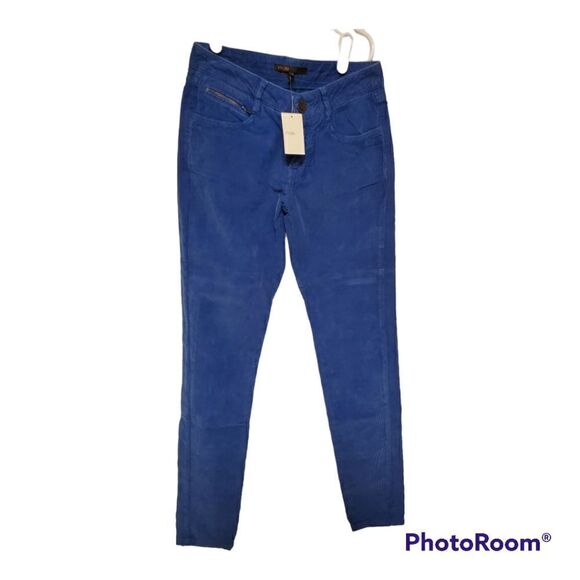 Maje Corduroy Skinny Pants Size 0 Blue NWT French Designer - Picture 1 of 9
